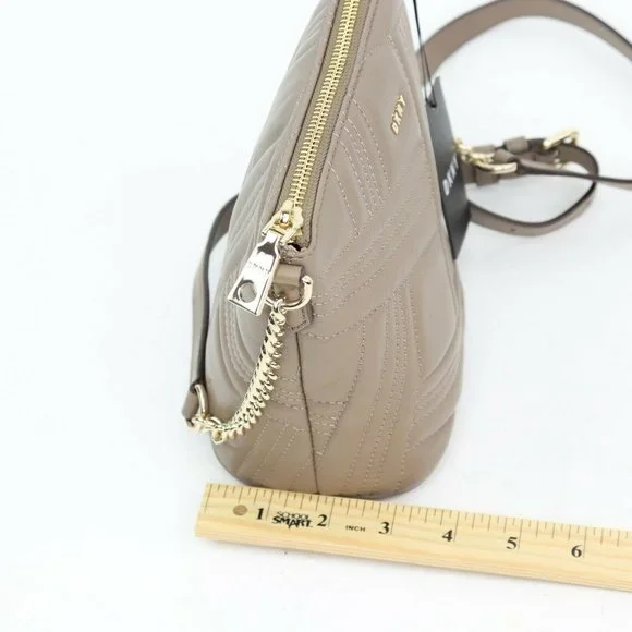 DKNY Allen Small Bucket Crossbody Bag Taupe Quilted Leather Gold Chain MSRP $198 - Picture 11 of 11